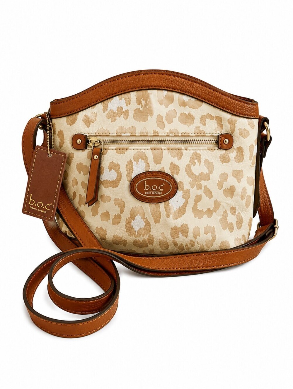 b.o.c. Animal Leopard Print Vinyl Dome Crossbody Mobwife Purse